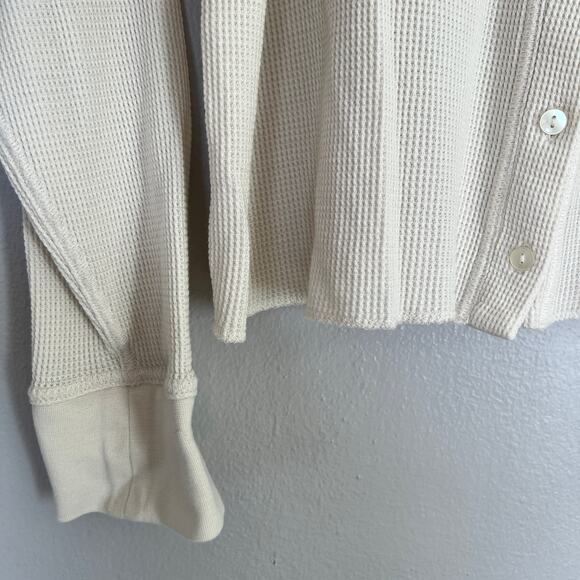 Everlane The Organic Cotton Waffle Knit Cardigan Women's Size XL Cream Cropped - Picture 5 of 9